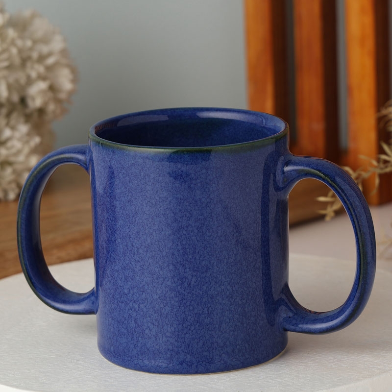 Dual Handle Mug Double Grip Mug to Aid Tremors 350 Ml Elegant Blue