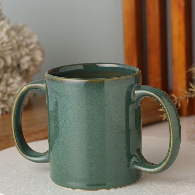 Dual Handle Mug Double Grip Mug to Aid Tremors 350 Ml Elegant Green