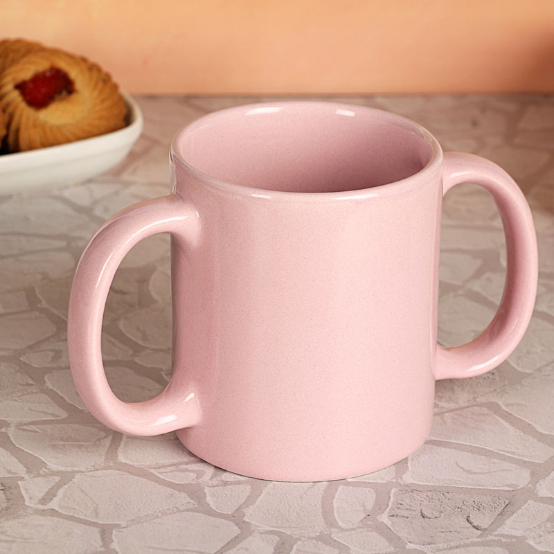 Dual Handle Mug Double Grip Mug to Aid Tremors MICROWAVE SAFE 350 Ml PEACH Color