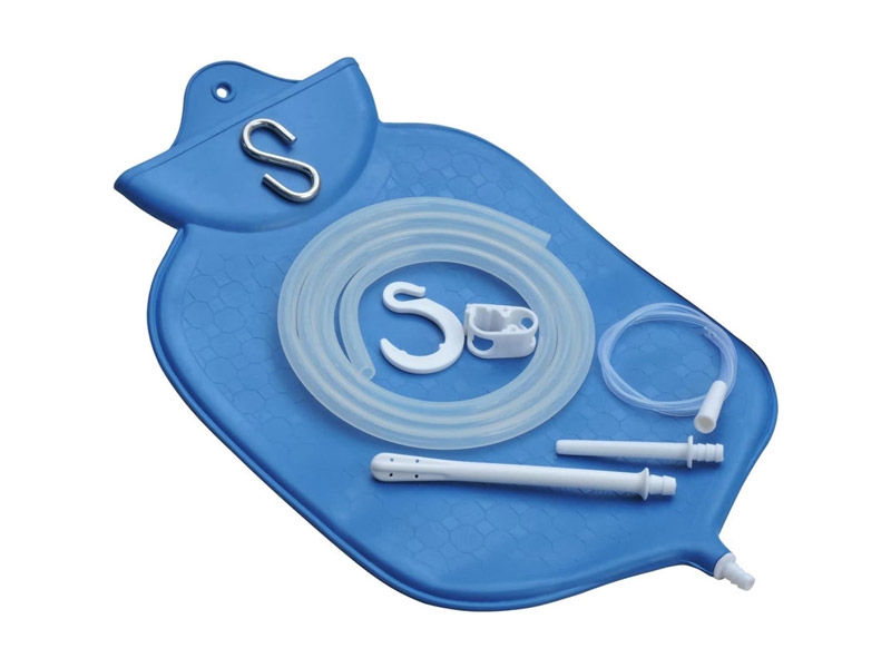 Enema Bag Kit for Colon Cleansing with Platinum Cured Silicone Hose 4 Quart Open Top Blue
