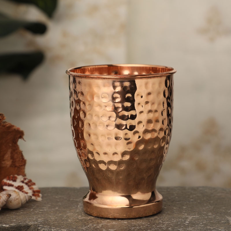 Hammered Copper Tumbler LACQUERED FREE UNLINED and UNCOATED 550 Ml Modern Hammered