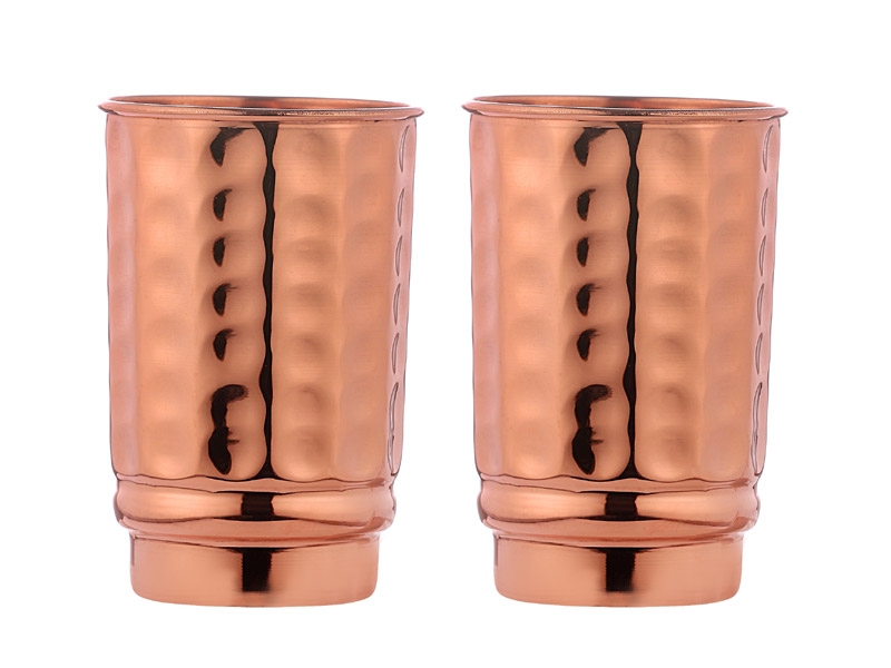 Hammered Pure Copper Tumblers Set of 2 350 ml Copper Cups
