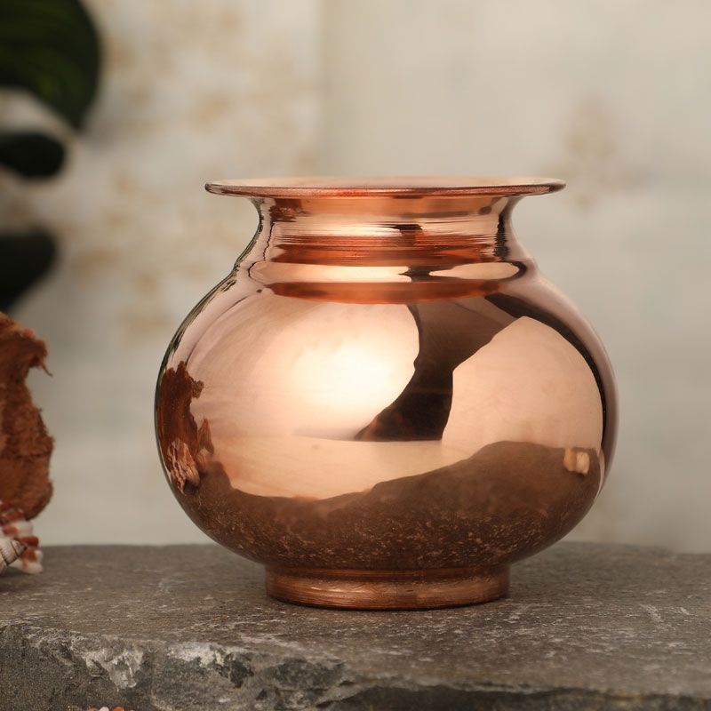 Pure Copper Lota Kalash Traditional Authentic Handcrafted Copper Water Vessel for Purified Water Enhance 750 Ml