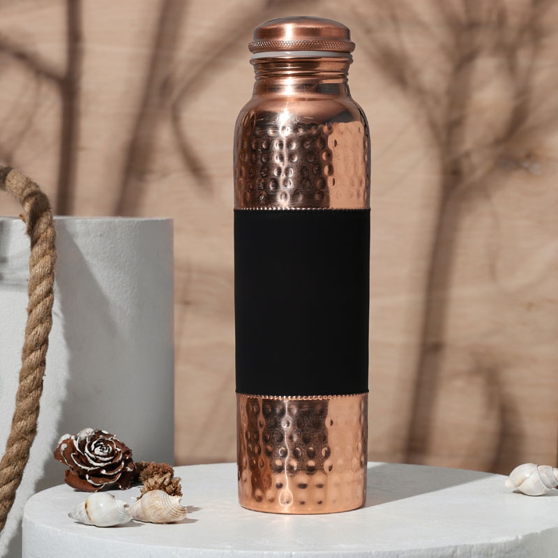 Pure Copper Water Bottle for Ayurvedic Health Benefits 1000 Ml Color Pattern