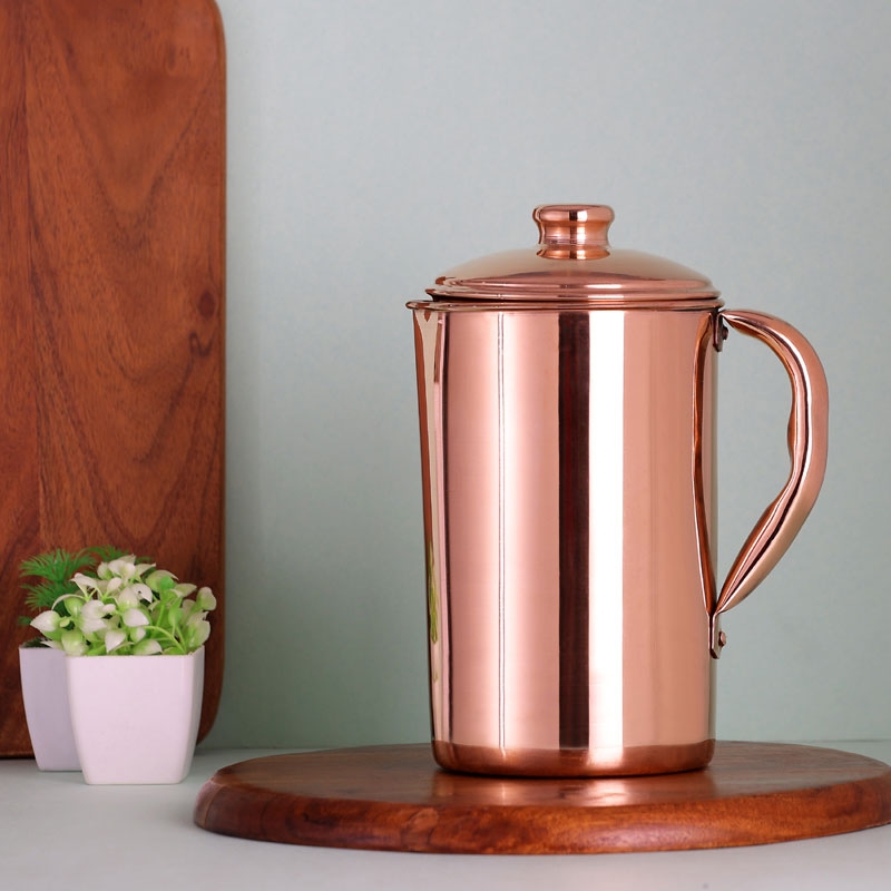 Pure Copper Water Jug Copper Pitcher for Ayurveda Health Benefits Fluid Ounce