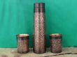 Copper Water Bottle with 2 Matching Tumbler Set Elegant Etching Pattern