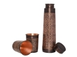 Copper Water Bottle with 2 Matching Tumbler Set Elegant Etching Pattern