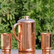 Pure Copper Jug with lid and 2 Pure Copper Tumblers For serving and drinking water daily