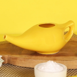 Ceramic Neti Pot Dishwasher Safe Premium Handcrafted with 2 Silic