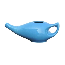 Ceramic Neti Pot For Nasal Cleansing Elegant Blue 