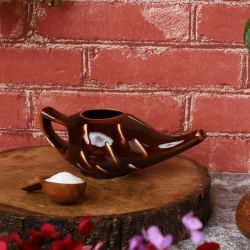 Ceramic Neti Pot Nose Cleaner for Sinus 225 Ml Dark Brown Color