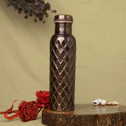 Copper Bottle PREMIUM ANTIQUE DIAMOND Finish 950 Ml Capacity
