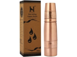 Copper Water Bottle 900 Ml with Tumbler Hammered and Plain Patter