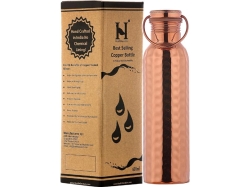 Hammered Copper Water Bottle with Handle 600 Ml Capacity