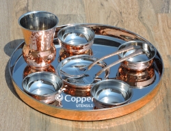 Hand Hammered Copper Thali wit