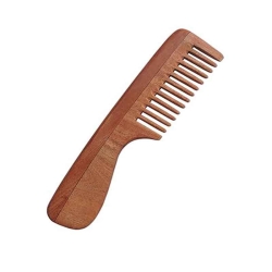Natural Kacchi Neem Wide Tooth Comb with Handle For Managing Dand