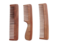 Neem Wood Combs Set of 3 Includes Wide Tooth Fine Tooth Wide Toot