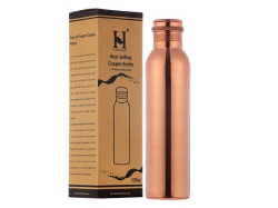 Plain Pure Copper 1000 ml Capacity Water Bottle