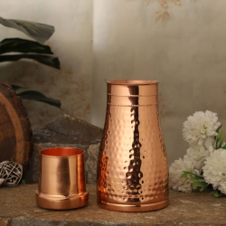 Pure Copper Bedside Carafe Capacity 1 Liter Hammered