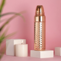 Pure Copper Bottle Thermos Shape 900 ML Capacity Hammered Pattern