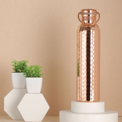 Pure Copper Hammered Water Bottle with Carrying Handle 1000 Ml Ca