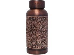 Pure Copper Water Bottle Beautiful Floral Pattern 600 Ml Capacity