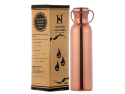 Pure Copper Water Bottle with Handle 600 Ml UNLINED UNCOATED and 