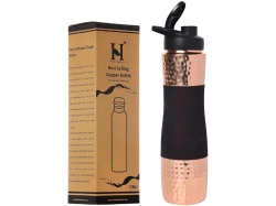 Pure Copper Water Bottle with Sipper 1000 Ml Capacity Dark Cherry
