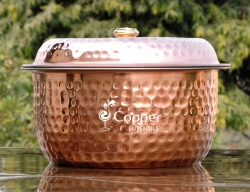 Pure Copper and Stainless Steel Casserole Pot with Lid for Servin