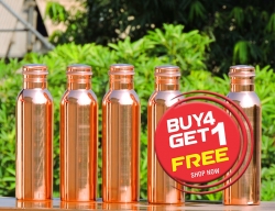 Set of Four Pure Copper Water Bottles-Get FREE 1000 ml Water Bott