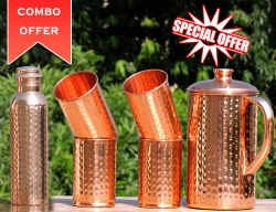 Set of Hammered Copper Jug with Tumblers- Get FREE 600 ml Copper 
